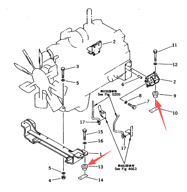 小松HD785发动机减震垫287-01-18340